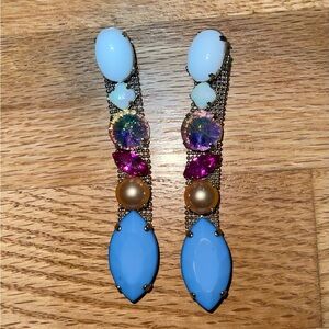 Chic Blue and Pink Drop Earrings